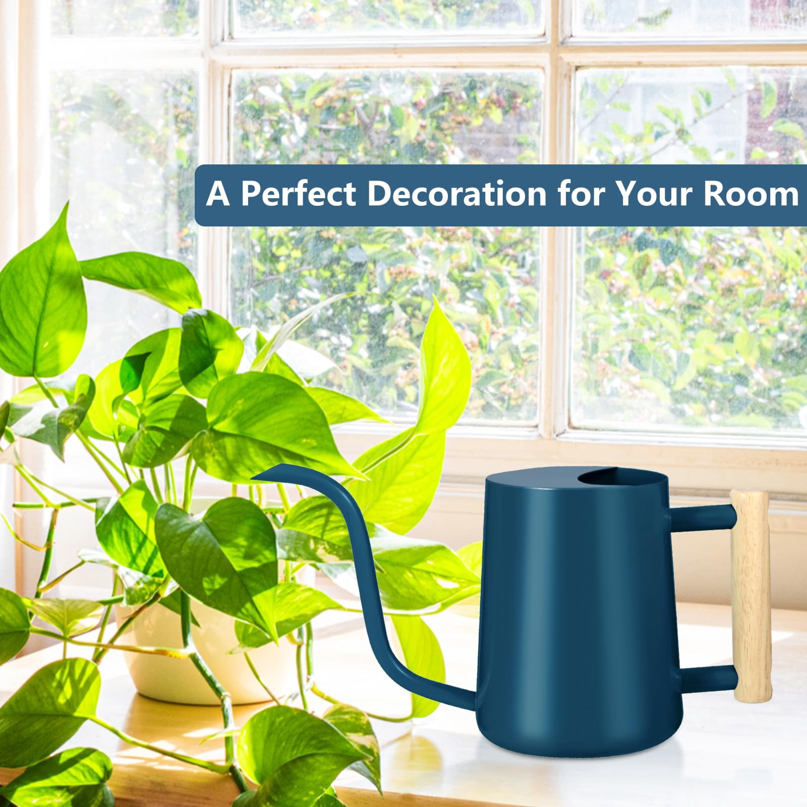 Watering Can Indoor Plants, 35oz Small Stainless Steel Metal Watering Can Modern Decorative Watering Pot with Long Spout for Indoor House Plant Bonsai Garden Flowers (Copper) - DARK BLUE