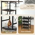 thumbnail image 3 of ADVWIN Wine Rack Freestanding Floor, Home Bar Liquor Cabinet with Folding Table, Glass Holder, Free Standing Storage Shelves for Kitchen, Pantry, Rustic Gray, 3 of 7