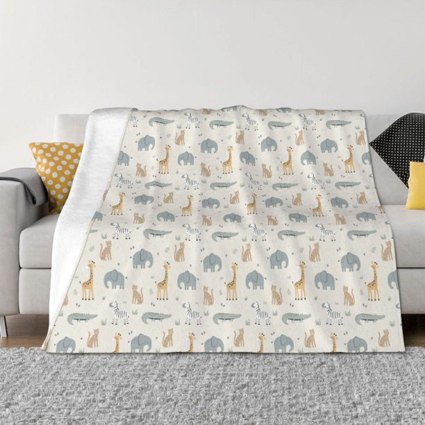 Fotbe African Animals Manta de Franela con Estampado, Manta Ultrasuave para Cama, Sofá, Auto, Hipoalergénica y Antibolitas-80"x60"
