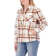 thumbnail image 2 of SAGE Women's Button Front Cozy Plush Plaid Shirt Jacket (Cream, S), 2 of 9