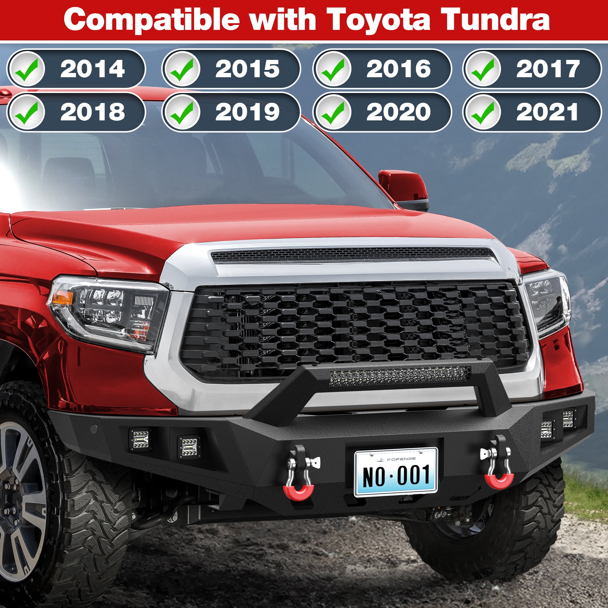 POFENZE Tundra Front Bumper Full Width for 2014-2021 Tundra Pickup