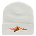 thumbnail image 5 of Bull Rider Embroidered 12 Inch Long Knitted Beanie - White OSFM, 5 of 5