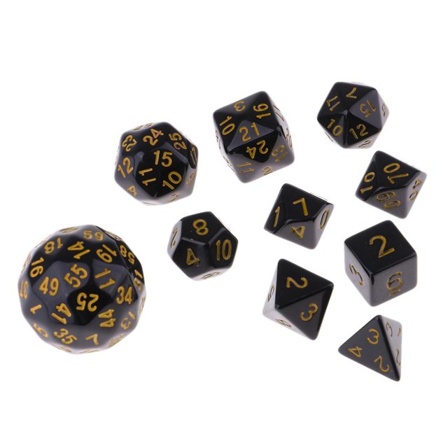 lionlar 10 Pieces Acrylic Polyhedral Dice Set Table Game Party Game Accessory - Yellow
