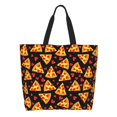 thumbnail image 1 of Balery Cartoon Pizza Bolsa Tote Estilo Estético con Cremalleras, Bolsa de Hombro, Bolsa de Compras Grande y Plegable, 1 of 8