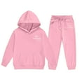thumbnail image 2 of Eltusu Girls Winter Outfit Sets, Elastic Waist Thermal Long Sleeve Sports Hoodies and Sweatpants Sets Pink Size 9-10 T, 2 of 3