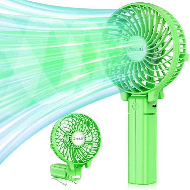 VersiónTECH. Mini ventilador portátil, ventilador de escritorio con batería USB, pequeño ventilador de mesa personal de mano con ventilador eléctrico plegable de refrigeración recargable por USB para