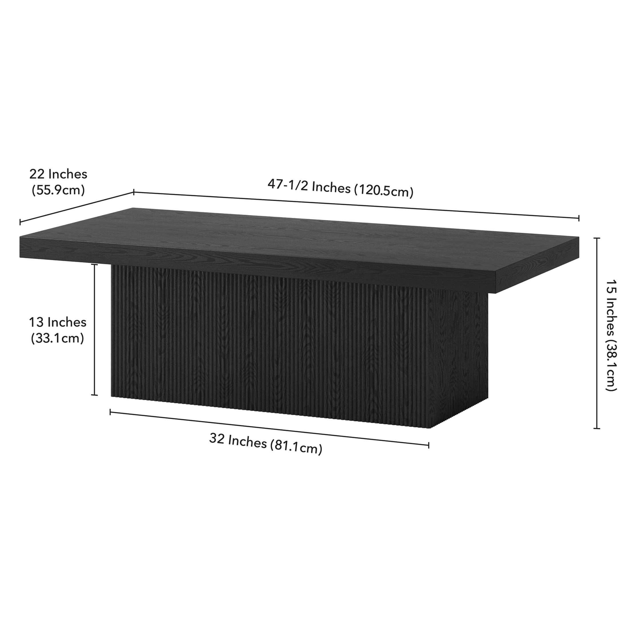 Evelyn&Zoe Modern/Contemporary 48" Wide Black Grain Coffee Table