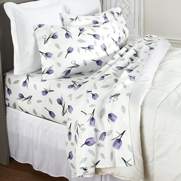 Purple Tulip Bed Sheet Set Fl, Lilac King Size Bed Sheets