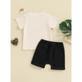 thumbnail image 3 of Bagilaanoe 2pcs Toddler Baby Boy Girl Shorts Set Short Sleeve Letter Print T Shirt Tops + Shorts 6M 12M 18M 24M 3T Kids Casual Summer Clothes, 3 of 7