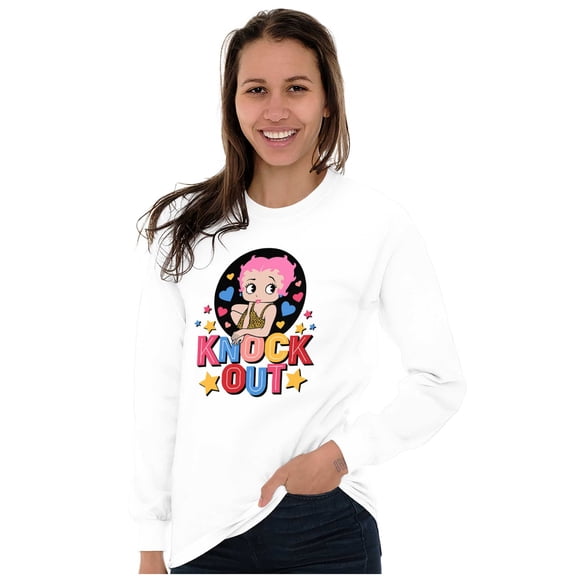 Betty Boop Knock Out Cute Cutie Women Plus Size Long Sleeve Tee Brisco Brands 3X