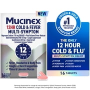 Mucinex 12 Hour Cold and Flu Medicine for Adults, Long Lasting Cough & Cold Medicine For All Day Relief of Headache, Body Aches, Fever, Cough, & Chest Congestion, 16 Bi-layer Tablets