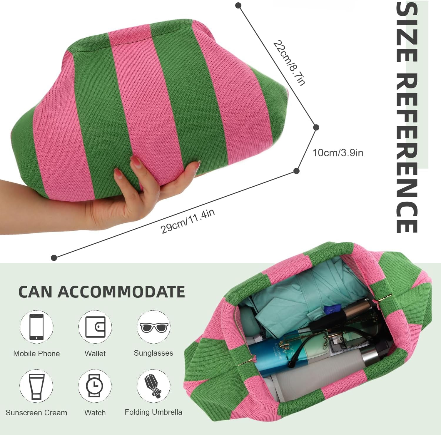 Summer Beach Clutch Purses for Women Woven Crochet Handbags Dumpling Clutch Ruched Cloud Purse Casual Colorblock Bag
