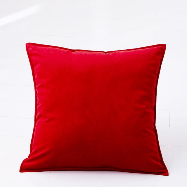 XmhyTop-A Fundas de almohada de terciopelo rojo, Cojines decorativos suaves de 45 x 45 cm (juego de 2)
