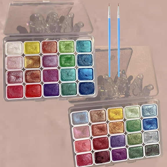 Lisilinka Metallic Glitter Watercolors, Lisilinka Metallic Watercolor Paint Set Professional, Shifting Watercolor Painting Set for Art Painting