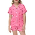 thumbnail image 4 of Toddler Silk Pjs Kids Matching Valentines Day Pajamas Short Sleeve Heart Button Down Sleep Shirt Girls Pajamas Size 2-3 Years, 4 of 5