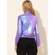 thumbnail image 5 of Chaquede chándal pamujer Chaquemetálide manlarbrillante holográficon cremalleen parte delanteAzul Púrpu3XL, 5 of 7