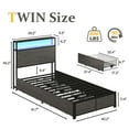 thumbnail image 7 of Fluest Twin Bed Frame with 2-Tier Storage Headboard, USB Port and LED Light, 4 Storage Drawers, Gray, 7 of 7
