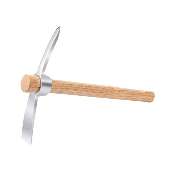 Stainless Steel Double Headed Pickaxe, 2024 New 2 in 1 Garden Pickaxe with Wooden Handle, Tool Axe Hand Pick Small For Trans X3V0