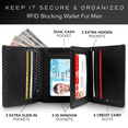 thumbnail image 2 of Stealth Mode Leather Trifold RFID Wallet For Men With Flip Out ID Holder (Carbon Fiber), 2 of 11