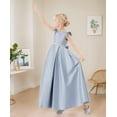 thumbnail image 3 of Drtj Satin Flower Girl Dress with Back Bow  A-Line Princess Pageant Gown for First Communion, Wedding & Party (2-16 Years), 3 of 5