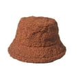 thumbnail image 2 of BLTIBY Fuzzy Bucket Hat for Women Furry Fur Fleece Solid Color Hat Winter Warm Plush Fisherman Bucket Hats Coffee L, 2 of 4