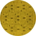 thumbnail image 1 of Ahgly Company Machine Washable Indoor Round Oriental Yellow Industrial Area Rugs, 4' Round, 1 of 4