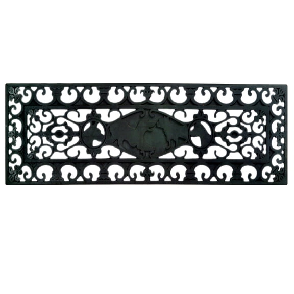 Imports Decor Inc 30" Black Rectangular Wrought Iron-Like Dog Pattern Outdoor Rubber Mat