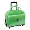 McKlein GLEN ELLYN, Patented Detachable -Wheeled Ladies' Laptop Briefcase, Top Grain Cowhide Leather, Green (94361)