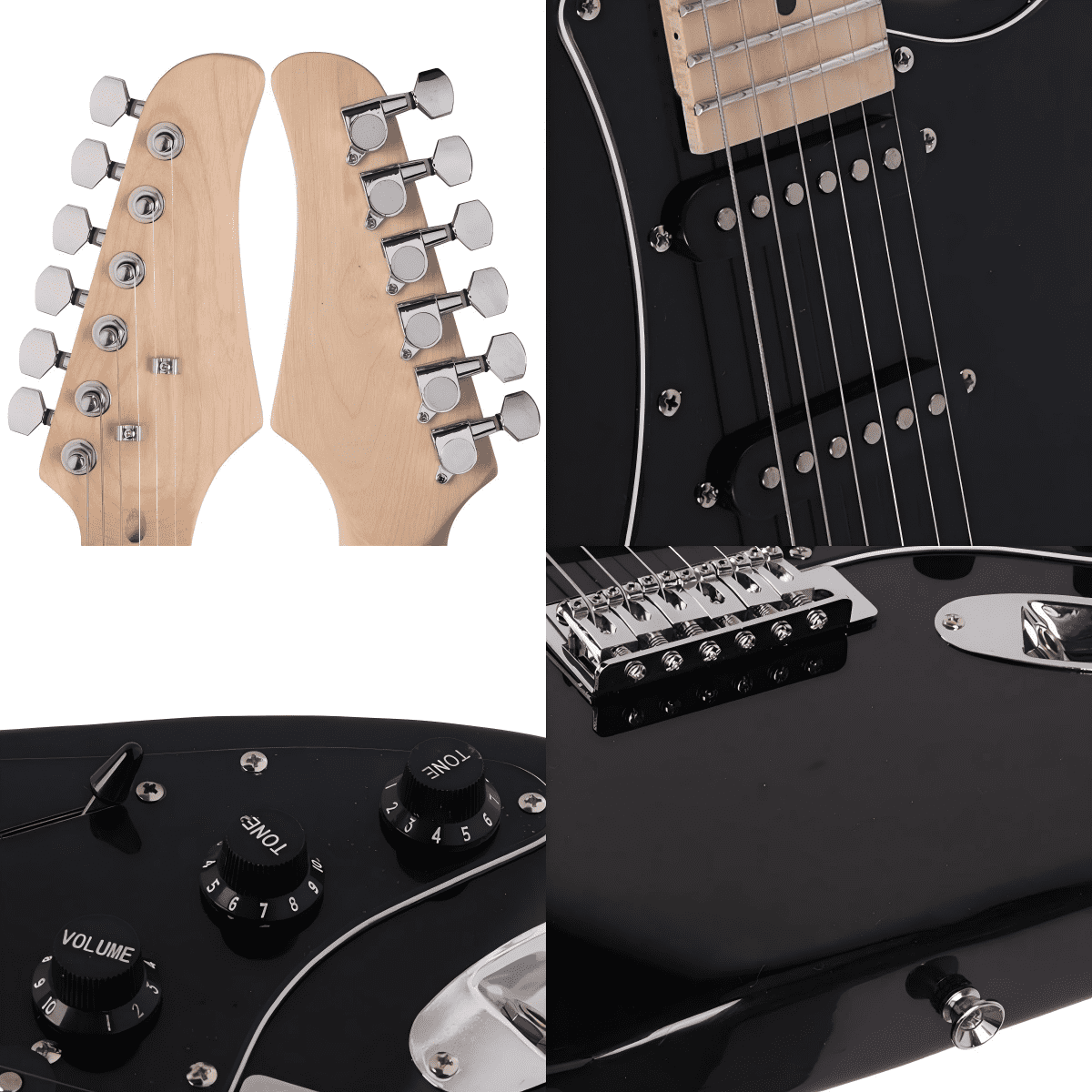 Right-Handed Black Electric Guitar with Amp Kit, 6-String Beginner Electric Guitar w/ 20-Watt Amplifier, Bag, Strap, Plectrum and Tool