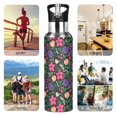 thumbnail image 7 of Yayeee 33oz Insulated Water Bottle Double Wall Stainless Steel with Flip Straw Lid, Pink Rose Floral Pattern, 7 of 7