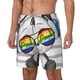 thumbnail image 1 of Balery Panda with Sun glasses Bañador para hombre, shorts de playa de secado rápido con entrepierna y forro de compresión-Medium, 1 of 6