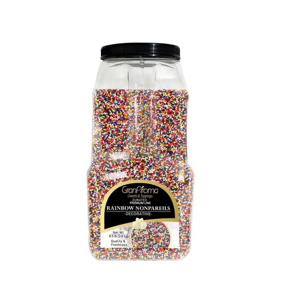 GranAroma Rainbow Nonpareils, Decorative Sprinkles, Cakes & Cookies, Bakery Staple 8.5 Pound