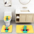 thumbnail image 1 of ABPHQTO Piña en auriculares rosa Juego de alfombras de baño de 3 piezas Alfombra de baño Alfombra de contorno y tapa de inodoro, 1 of 2