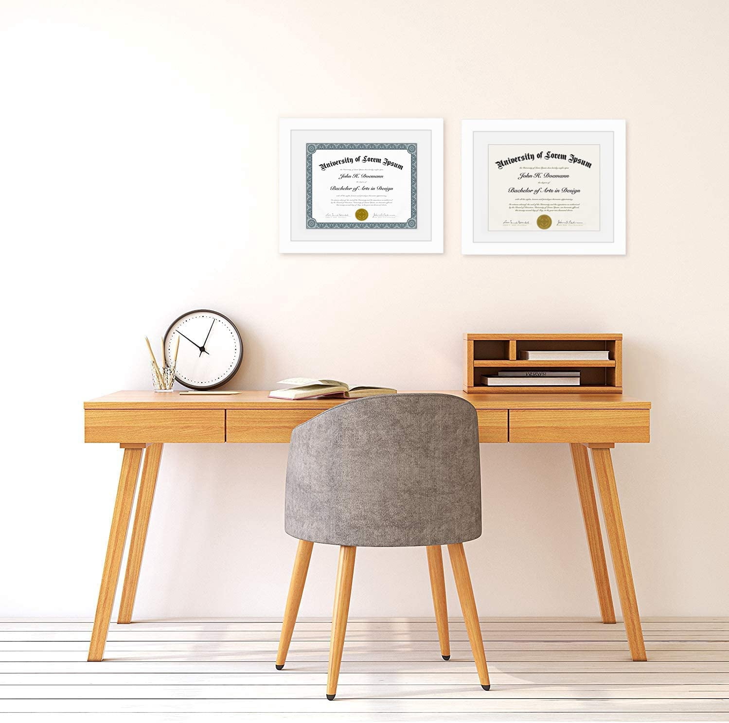Americanflat 11x14 Black Diploma Frame | Displays 8.5x11 Diplomas with Mat or 11x14 Inch Without Mat. Shatter-Resistant Glass. Hanging Hardware Included! - 4 Pack