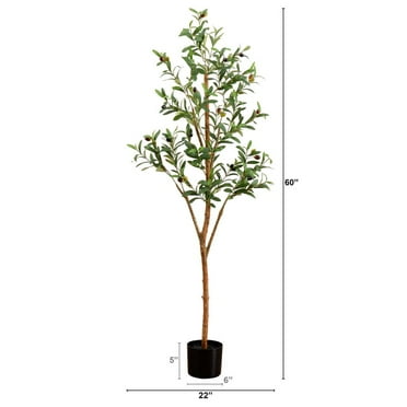 Nearly Natural 5ft. Artificial Olive Tree with Natural Trunk