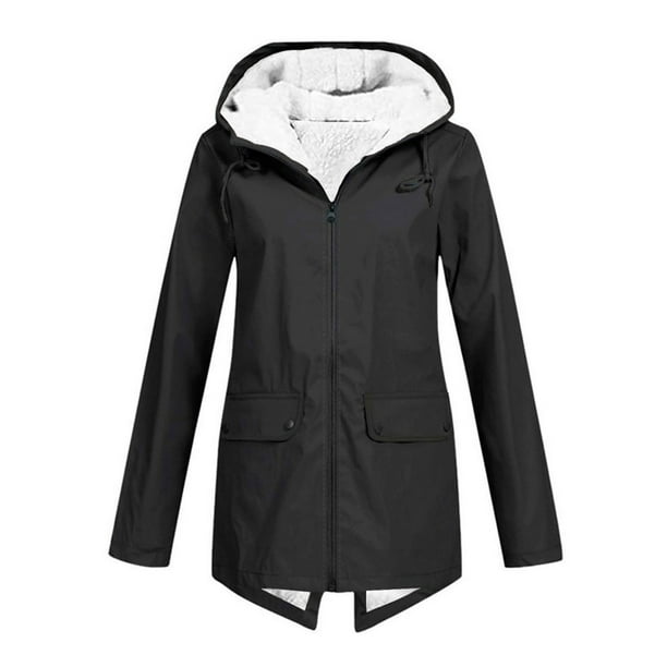 Chaquetas y abrigos casuales sin capucha de manga larga para mujer, chaqueta impermeable lisa, chaquetas para exteriores, impermeable con capucha, abrigo cortavientos para mujer