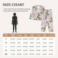thumbnail image 4 of Pajama Sets for Women 2 Pcs, Lilies Flowers Green Pink Button Down Long Sleeve Sleepwear Lounge PJ Sets, 4 of 6