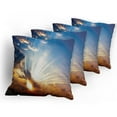 thumbnail image 5 of Ambesonne Orange Throw Pillow Cover 4 Pack, Sunbeams in Sky Scenery, 24", Orange Blue, 5 of 7