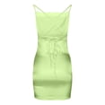 thumbnail image 4 of Tbopshirt Wedding Guest Dresses for Women Waist Retraction Open Back Silk Bright Face Fashion Strap Dress, 4 of 5