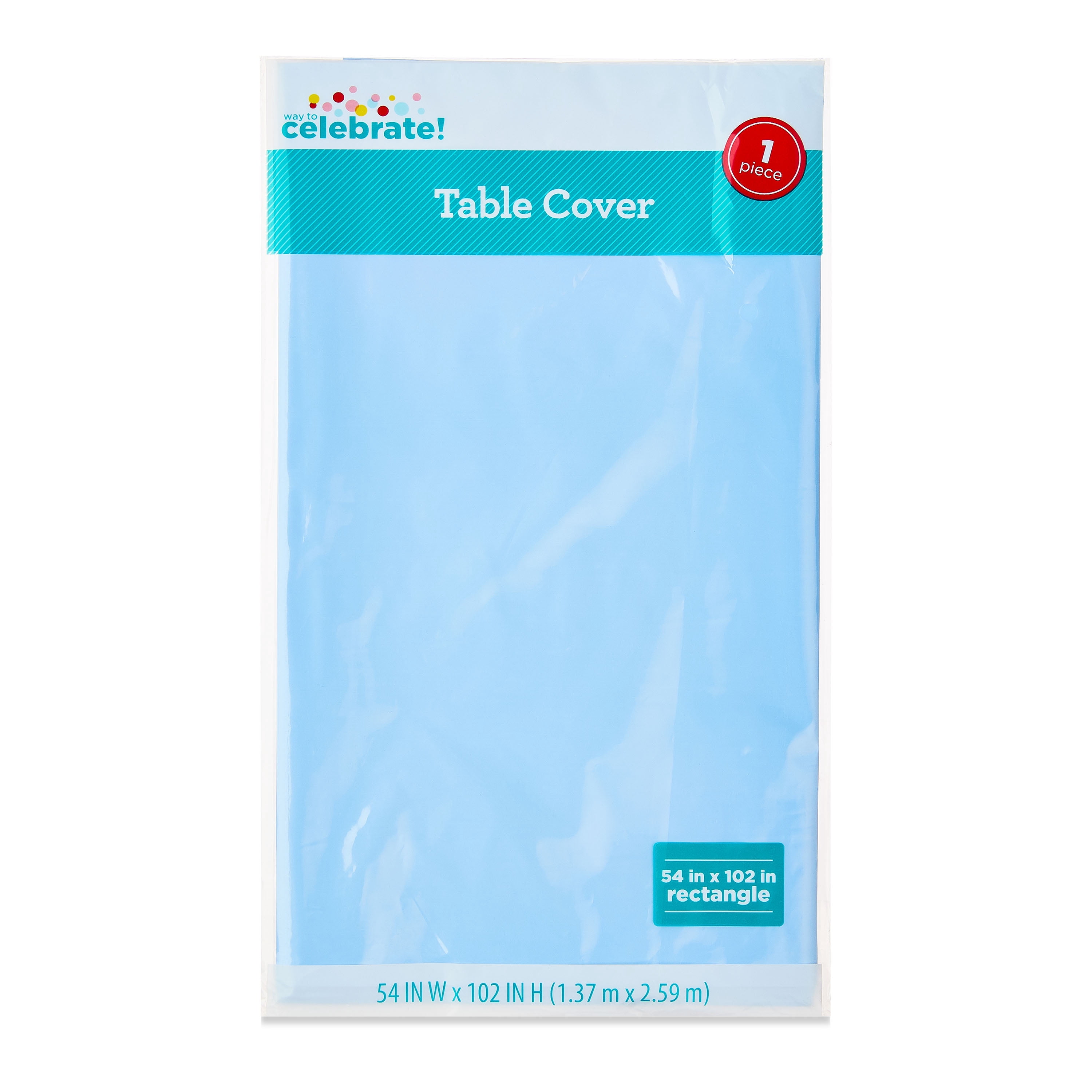 Rectangular 52" x 102" Baby Blue Plastic Table Cover, by Way To Celebrate