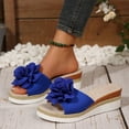 thumbnail image 5 of Viluyesy Womens Slide Sandals, Cute Floral Slip-On Open Toe Spring Summer Beach Wedge Shoes Blue 9.5, 5 of 9