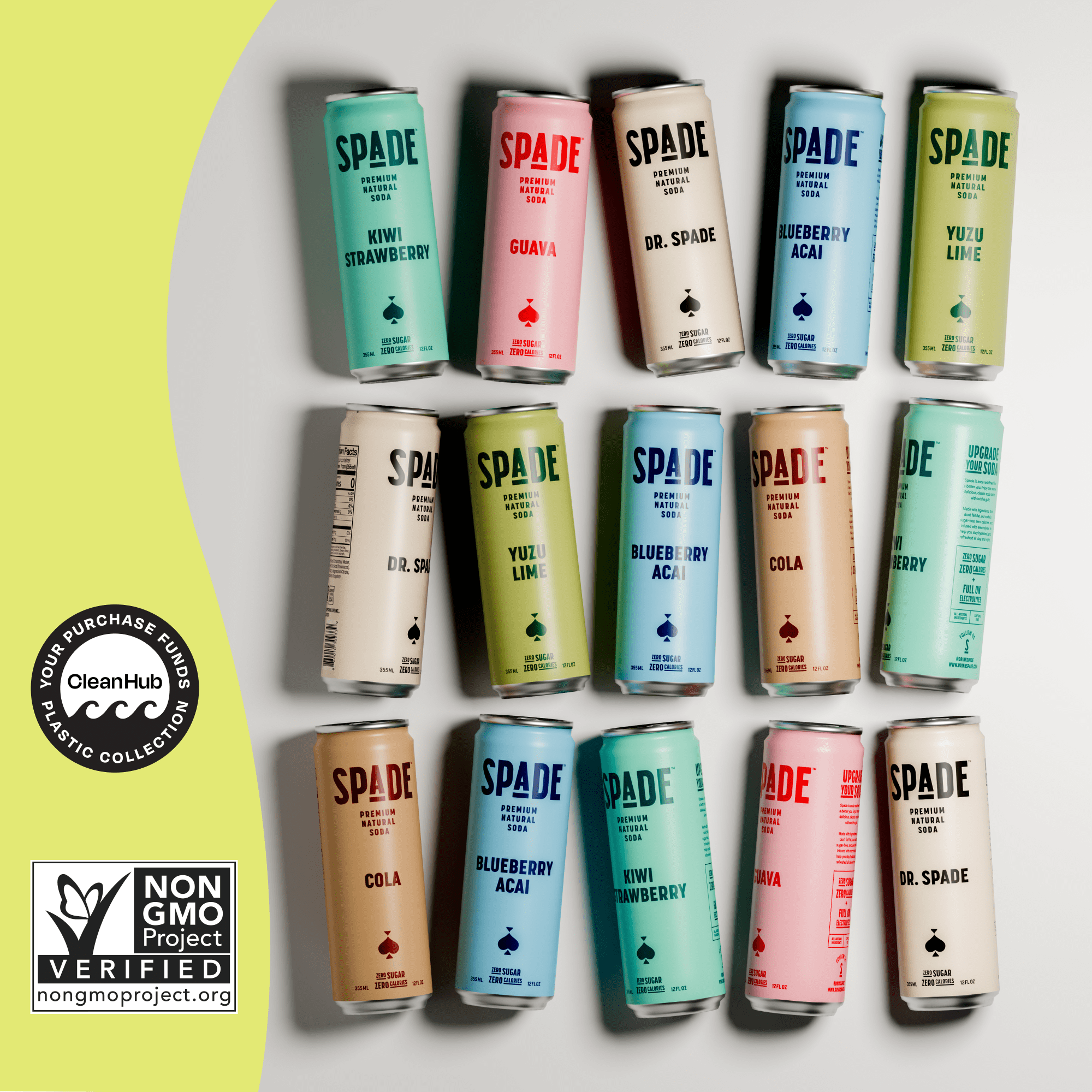 Spade Premium Natural Soda – Zero Sugar Yuzu Lime (12 Pack, 12 oz Cans)