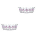 thumbnail image 3 of mmirethe Exquisite Craft And Delicate Pattern Rhinestone For Wedding Or Bridal Electroplated Tiaras Silver + pink 2Set, 3 of 6
