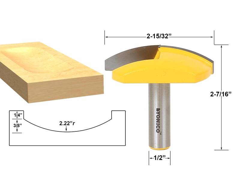 Medium Bowl Router Bit 2.22" r 215/32" Wide 1/2" Shank Yonico