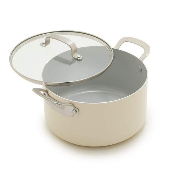GreenPan Bobby Flay 6-Quart Nonstick Stockpot with Glass Lid, Cream