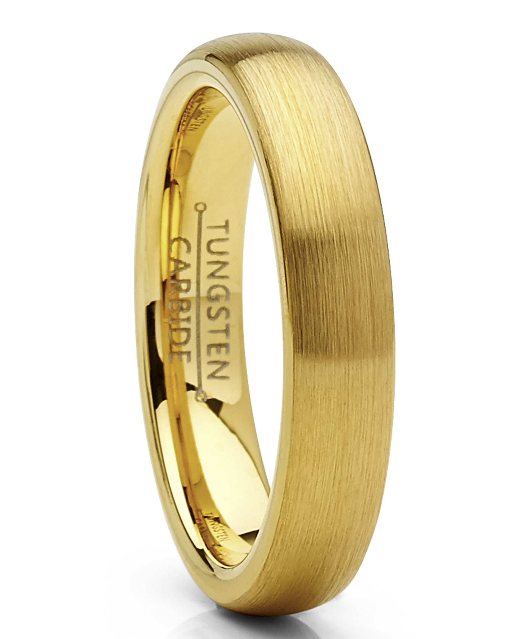Dome Tungsten Carbide Ring Goldtone Wedding Band 4mm Men Women 8 ...