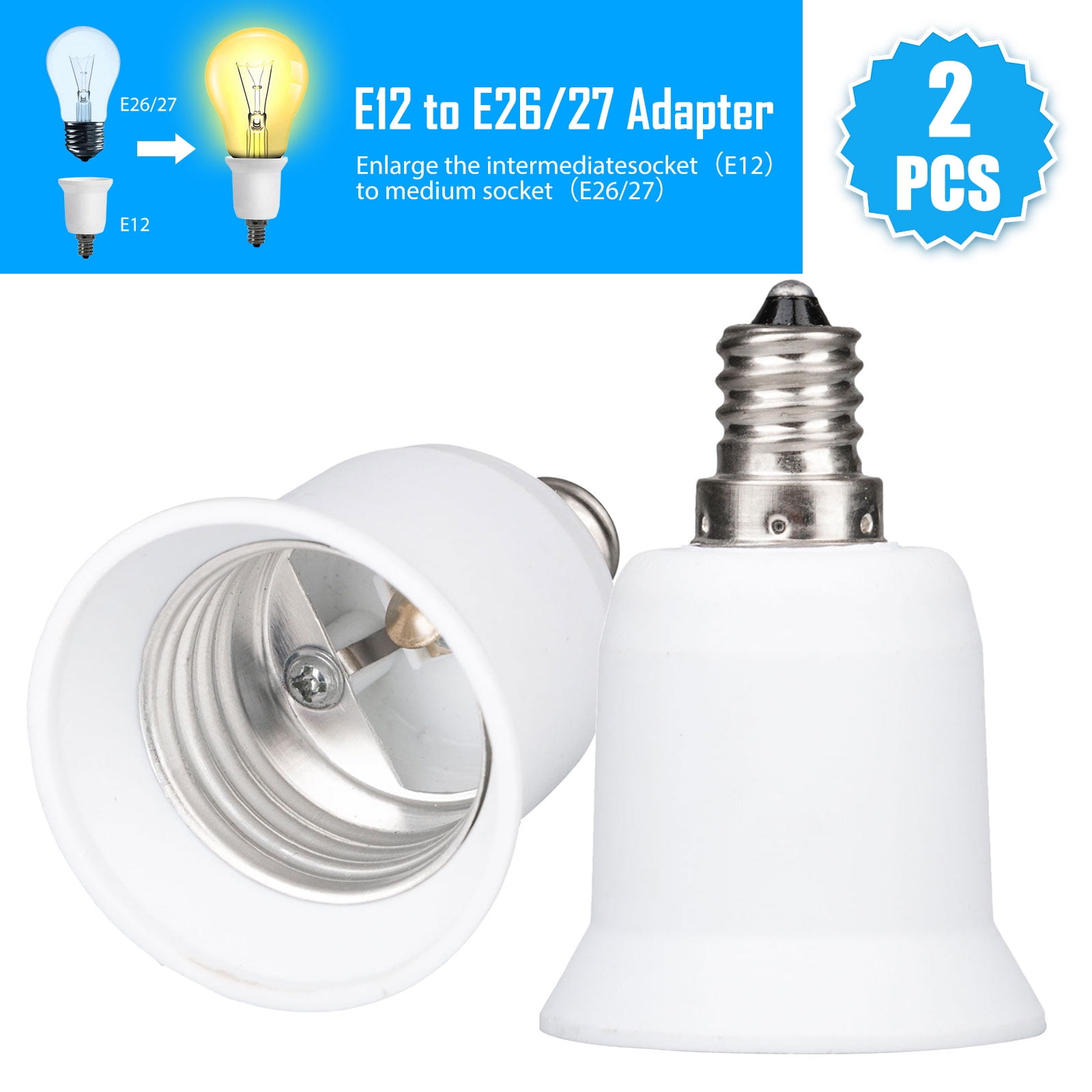 New 2PCS E12 to E17 Adapter Converter Lamp Holder Base Socket For LED Light Bulb 