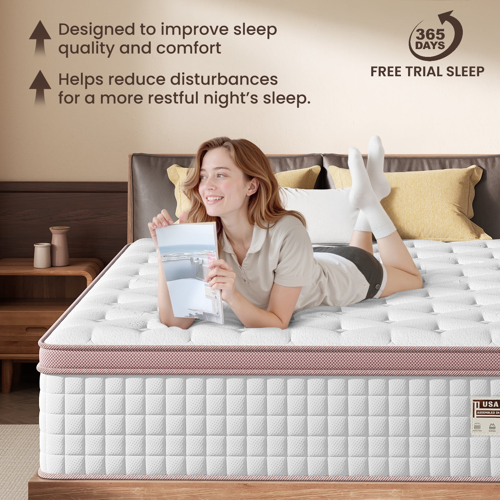 BedStory Flexora 14 inch Queen Hybrid Mattress in a Box, Gel Memory Foam with Individually Wrapped Pocket Coils, Firm