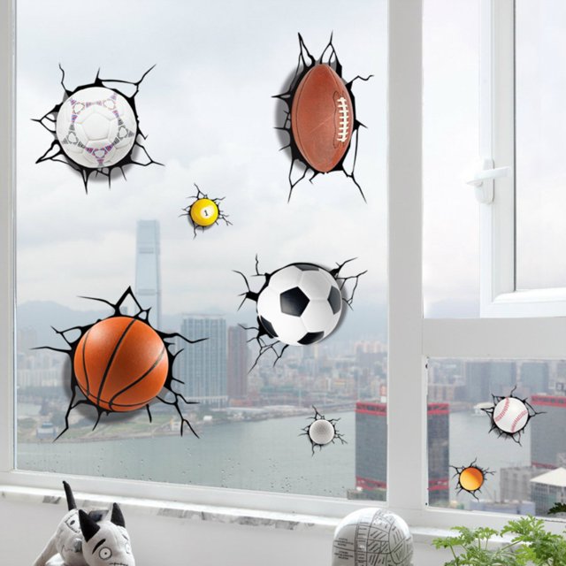 Calcomanía de pared, calcomanía de pared de baloncesto 3D, calcomanía de pared autoadhesiva, calcomanía de pared de baloncesto de calidad profesional