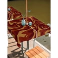 thumbnail image 2 of Square Outdoor Tablecloth with Umbrella Hole Brown Abstract Line Outside Table Cloth Waterproof Patio Table Cover Geometric Distortion Texture Fluid Art Zipper Tablecloths for Picnic 54x54 Inch, 2 of 8